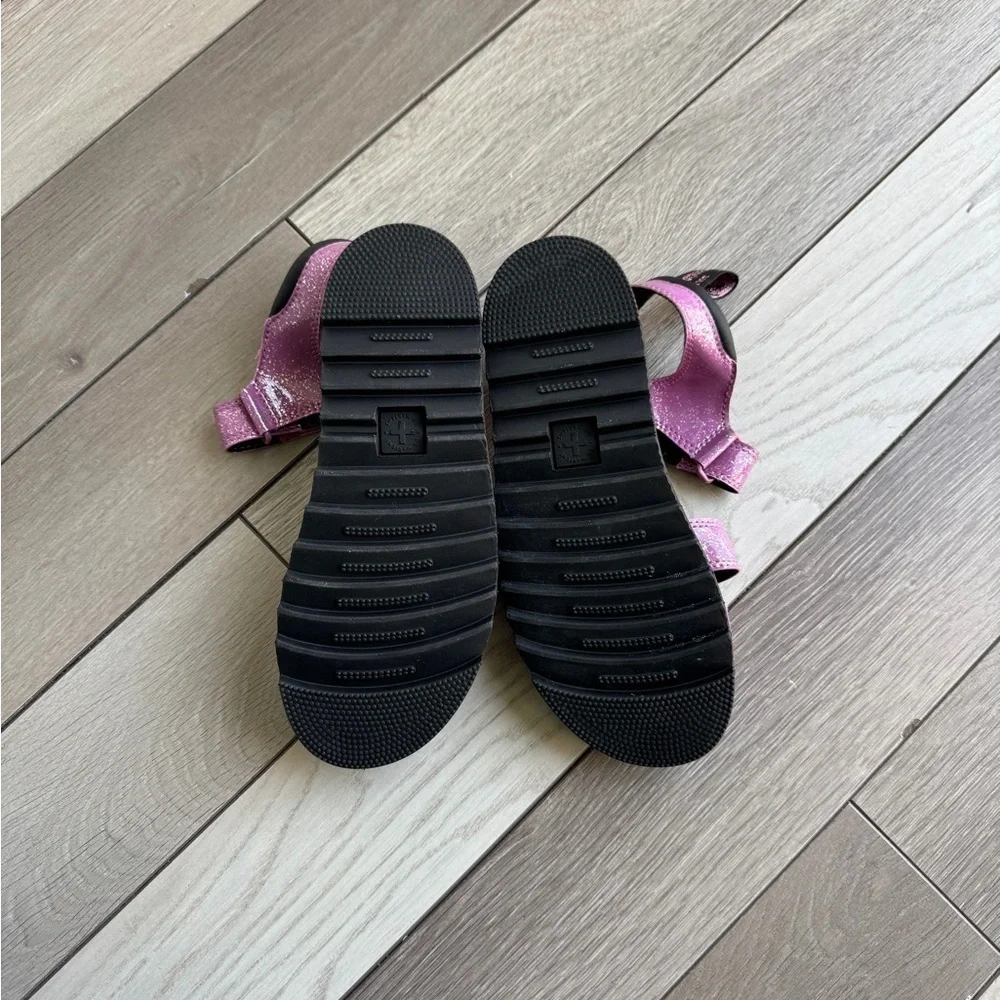 Dr. Martens Junior Pink Three Strap Klaire Glitter Sandals